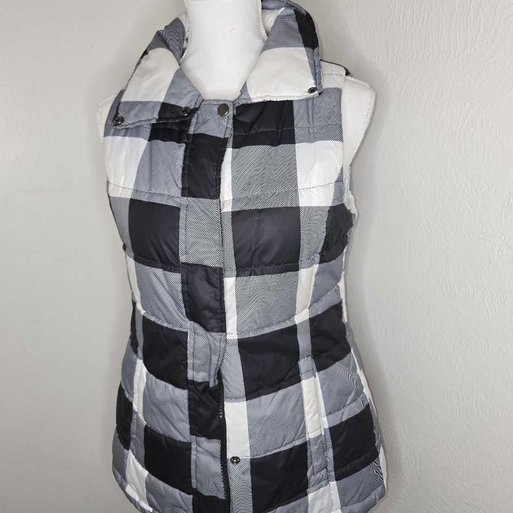 Arizona Jean Company Black and White Buffalo Plaid Puffer Vest Size M